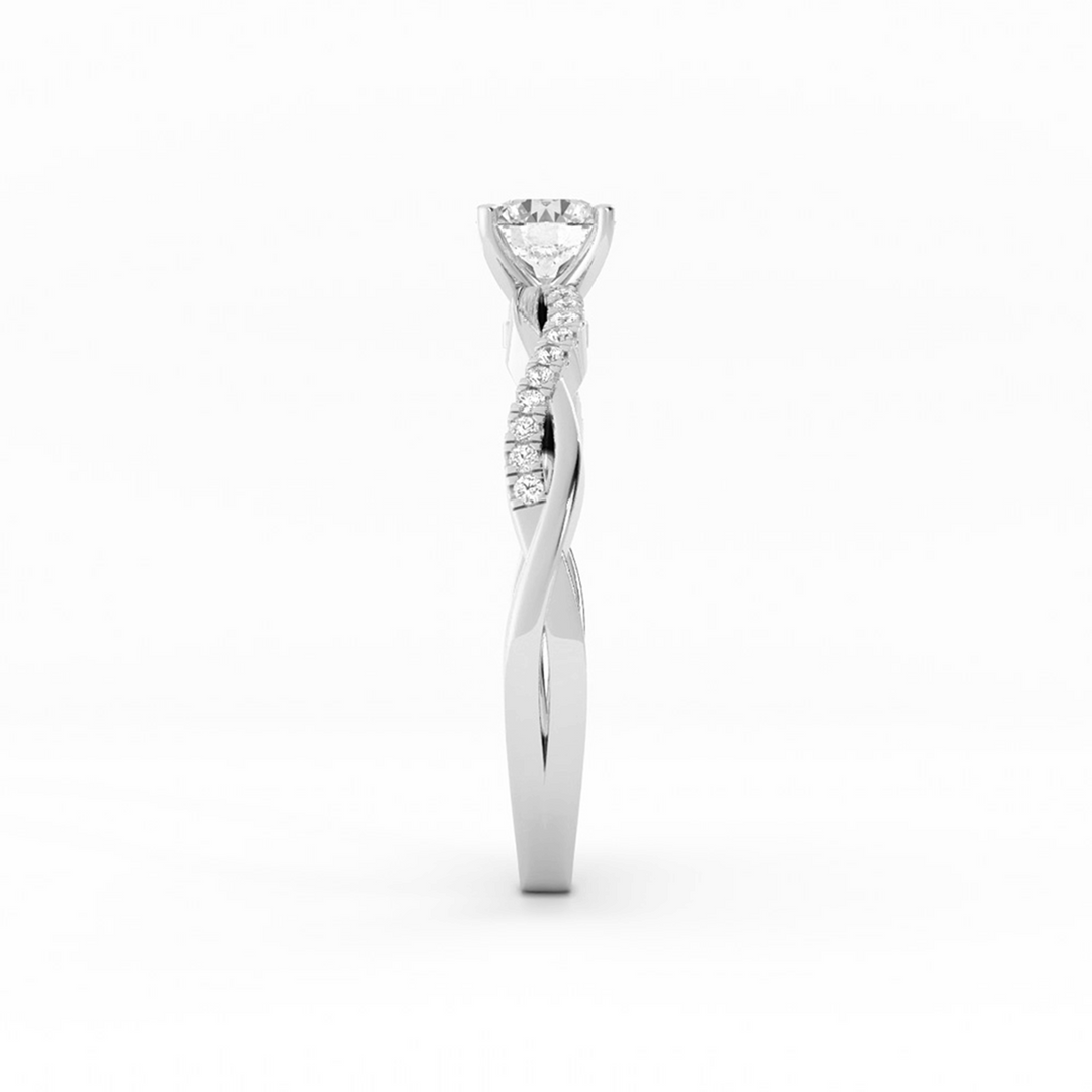 Pave Twist  Lab Grown Diamond Solitaire Engagement Ring