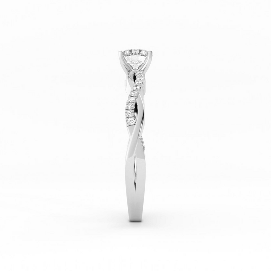 0.5ct Lab Grown Diamond Pave Twist  Solitaire 10K White Gold Engagement Ring