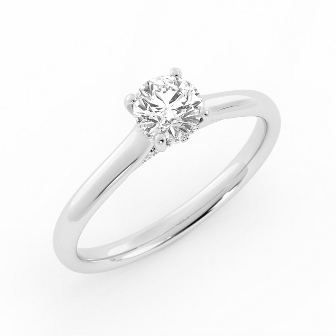 Round Lab Grown Diamond Hidden Halo Engagement Ring