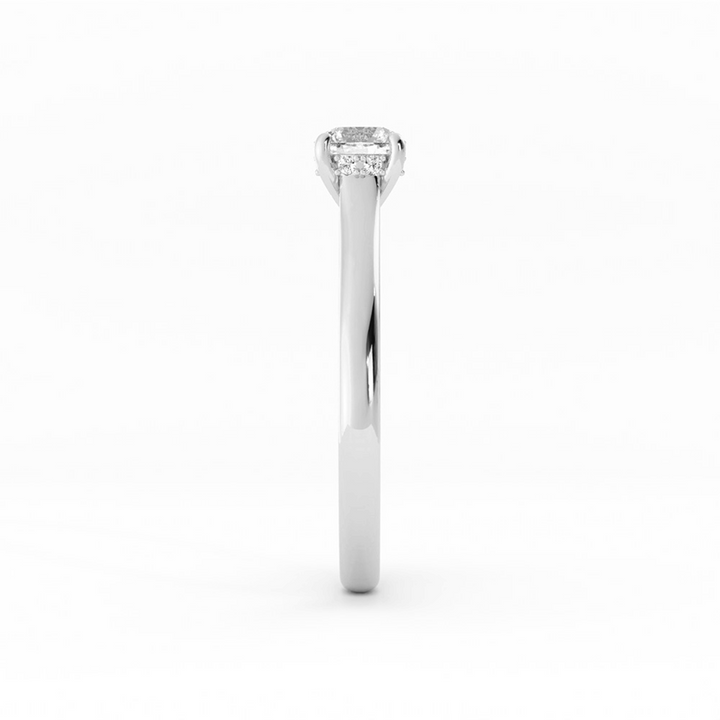 0.5ct Lab Grown Diamond Round Hidden Halo 10K White Gold Engagement Ring