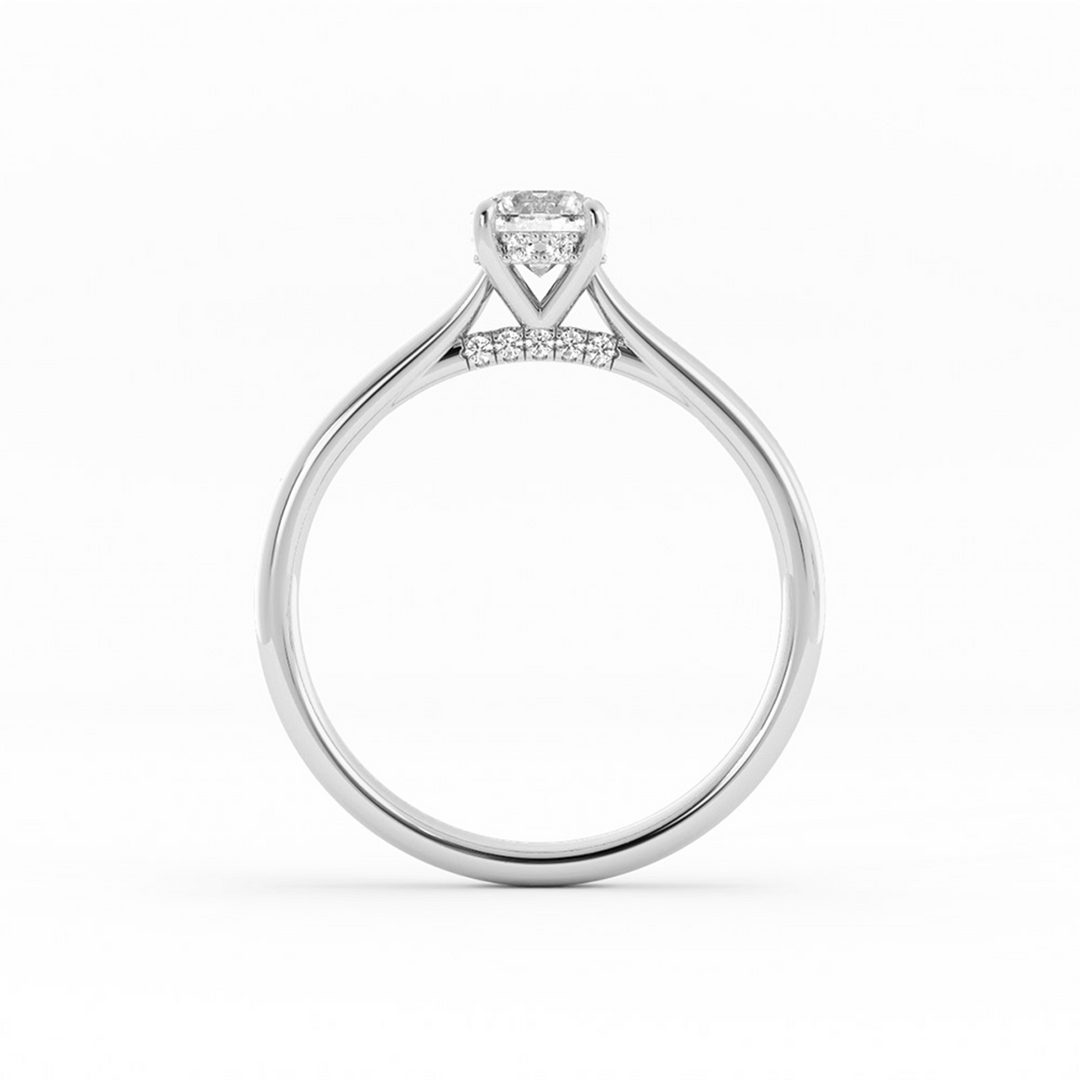 0.5ct Lab Grown Diamond Round Hidden Halo 10K White Gold Engagement Ring