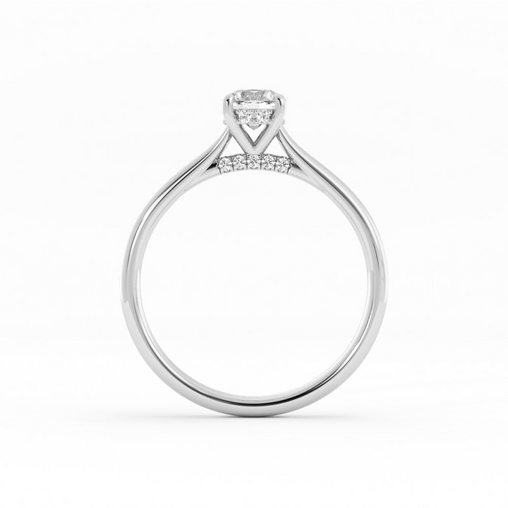 0.5ct Lab Grown Diamond Round Hidden Halo 10K White Gold Engagement Ring