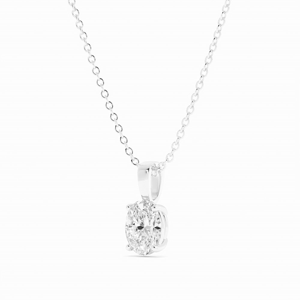 1.0ct Moissanite Solitaire Oval 10K White Gold Necklace