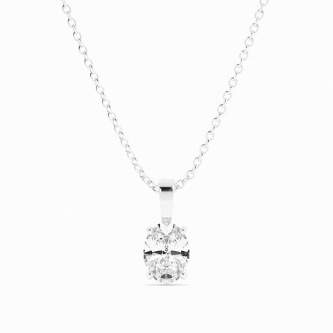 1.0ct Moissanite Solitaire Oval 10K White Gold Necklace