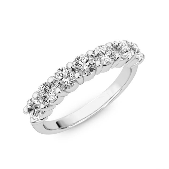 7 Stone Quarter Shank Lab Grown Diamond Wedding Band