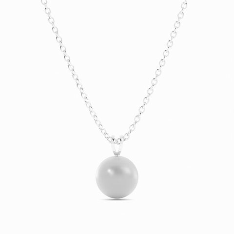 2.0ct Pearl Solitaire Pendant Akoya 10K White Gold Necklace