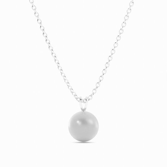 2.0ct Pearl Solitaire Pendant Akoya 10K White Gold Necklace