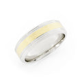 Two-Tone 10K White/Yellow Gold Satin Outside Groove with Beveled Edge 6mm Wedding Band