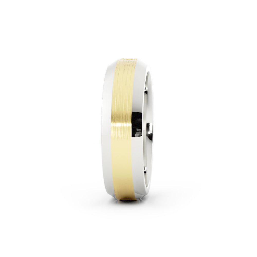 Two-Tone 10K White/Yellow Gold Round with Lab Grown Diamond Wedding Band