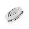 10K White Gold Satin Diagonal Groove 6mm Wedding Band