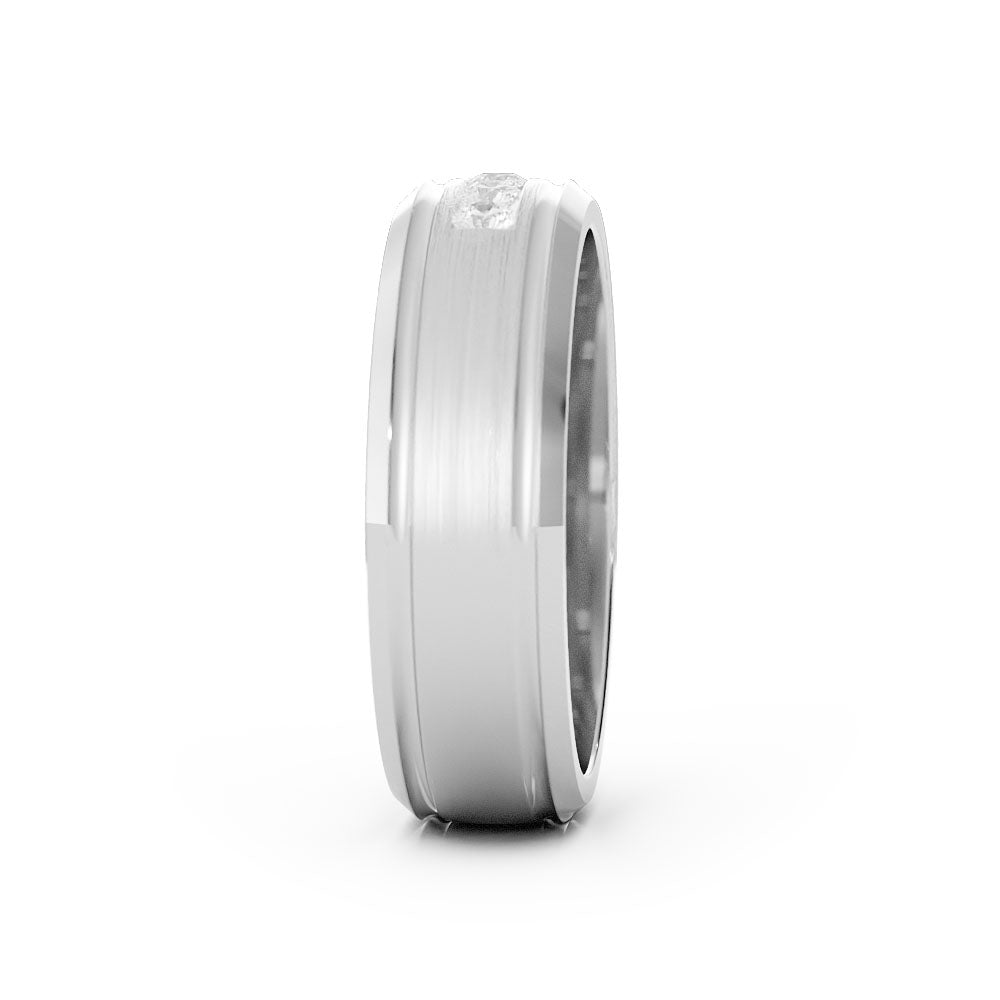 Round Diamond with Double Groove Lab Grown Diamond Wedding Band