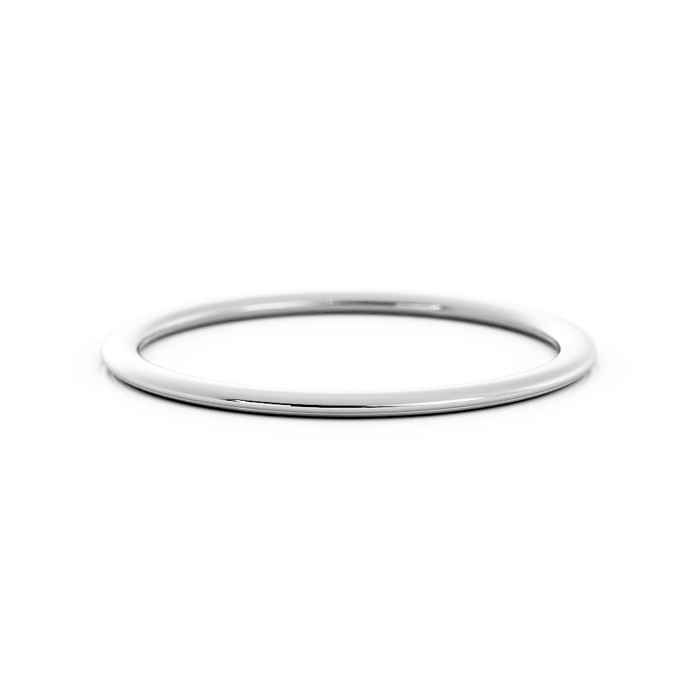 10K White Gold High Polish Domed 1mm Wedding Band
