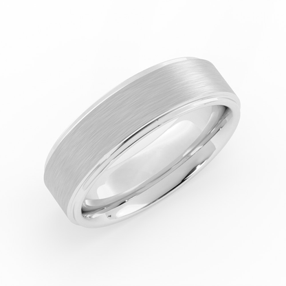10K White Gold Satin Domed Step-Down Edge 6mm Wedding Band