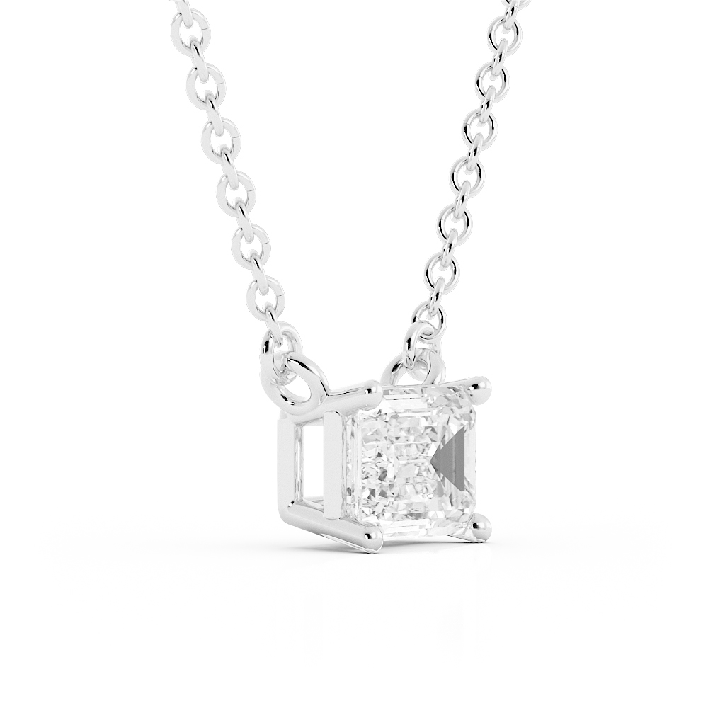 Classic Emerald Cut Moissanite Solitaire Necklace