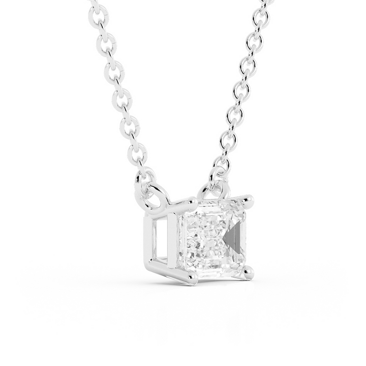 Classic Emerald Cut moissanite 1.67 ct. Solitaire Pendant Necklace, 10k White Gold-2