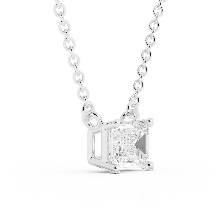 Classic Emerald Cut Moissanite Solitaire Necklace