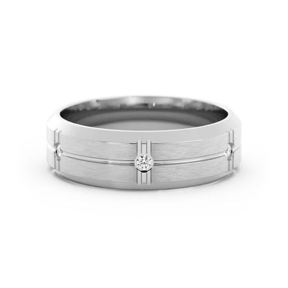 10K White Gold Round Evenly Spaced Six Lab Grown Diamond Wedding Band