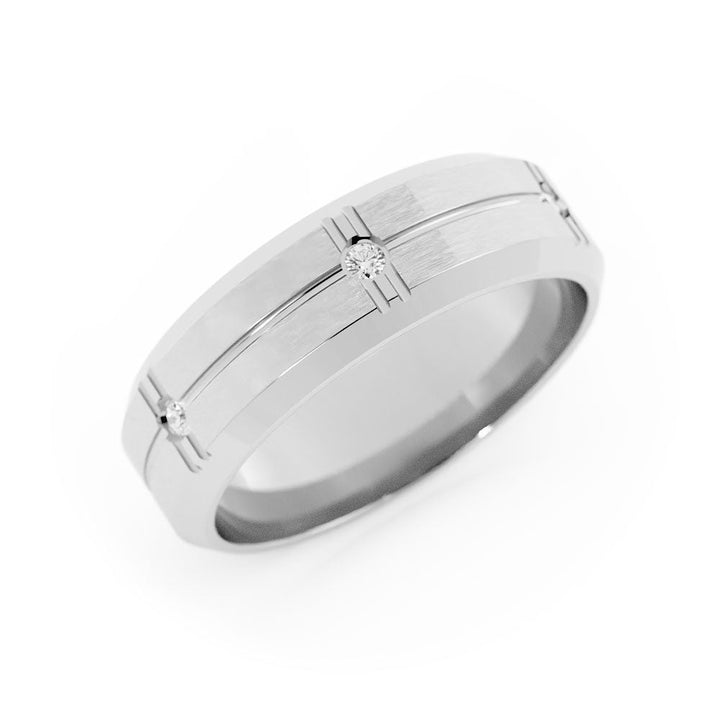 10K White Gold Round Evenly Spaced Six Lab Grown Diamond Wedding Band