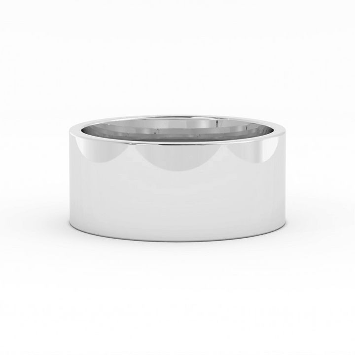 10K White Gold High Polish Flat 10mm Wedding Band