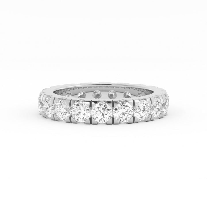 10K White Gold Round Lab Grown Diamond Eternity 3.9mm Wedding Band