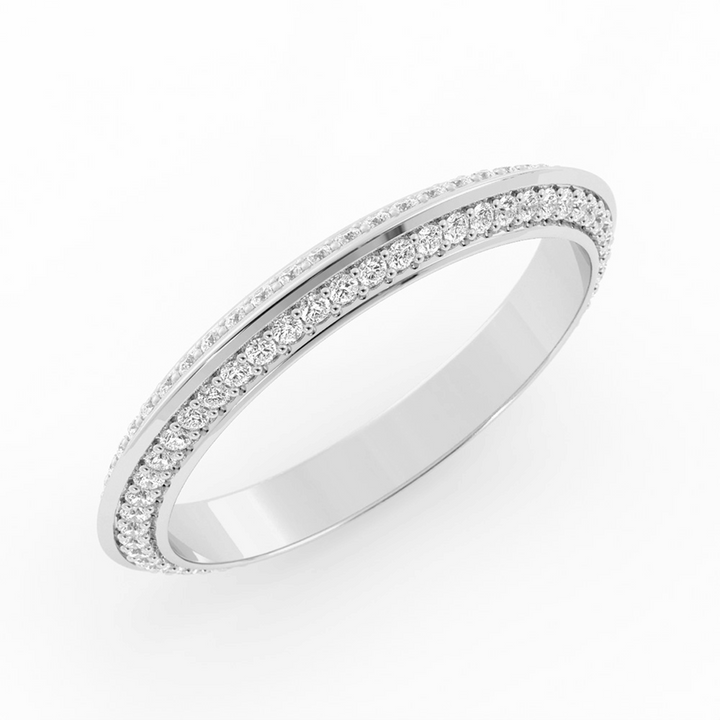 10K White Gold Round Double Knife Edge Lab Grown Diamond Wedding Band
