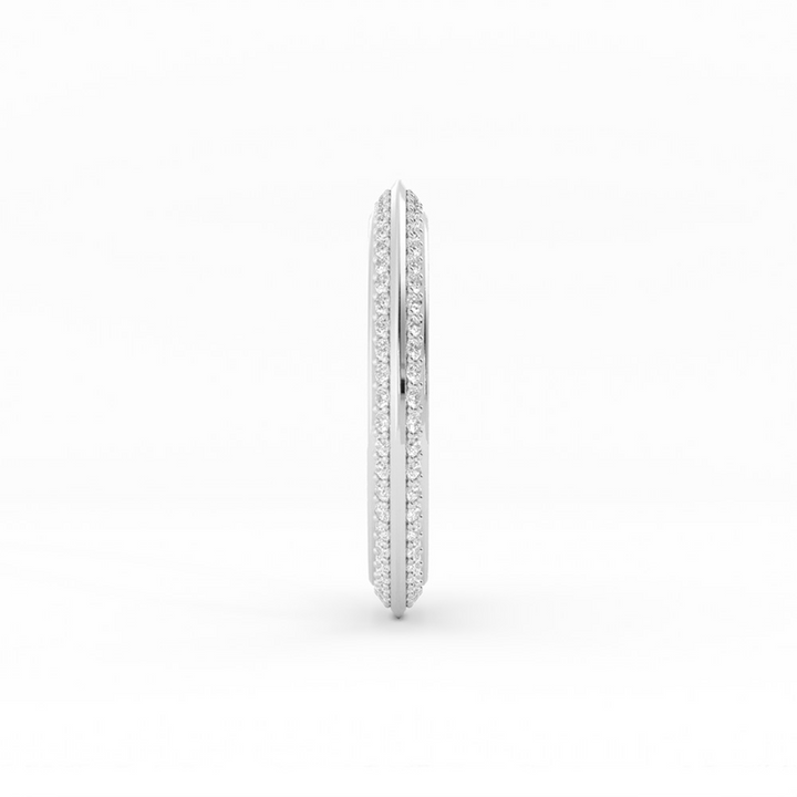 10K White Gold Round Double Knife Edge Lab Grown Diamond Wedding Band