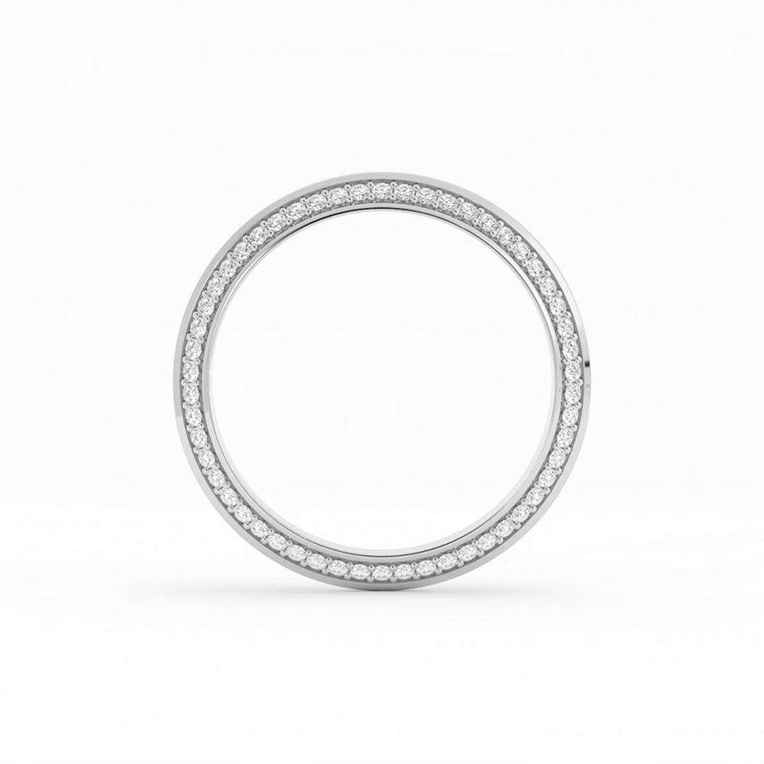 10K White Gold Round Double Knife Edge Lab Grown Diamond Wedding Band