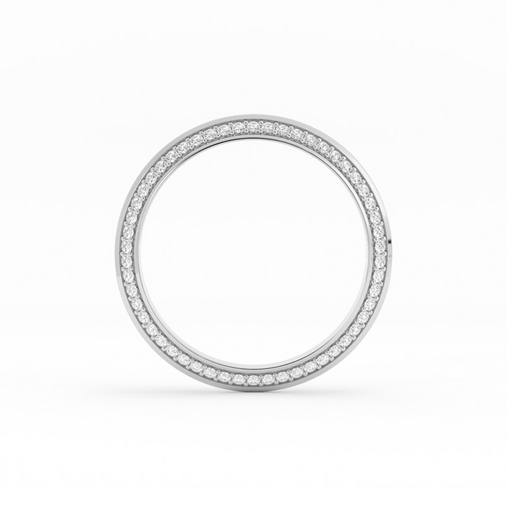 10K White Gold Round Double Knife Edge Lab Grown Diamond Wedding Band