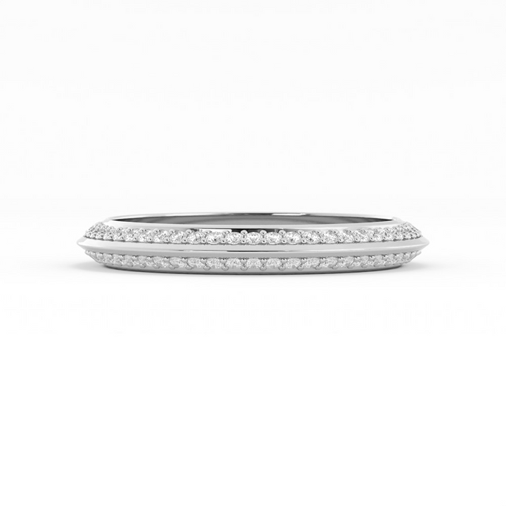 10K White Gold Round Double Knife Edge Lab Grown Diamond Wedding Band