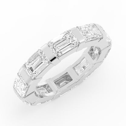 10K White Gold Lab Grown Emerald Cut Eternity 4mm Wedding Band