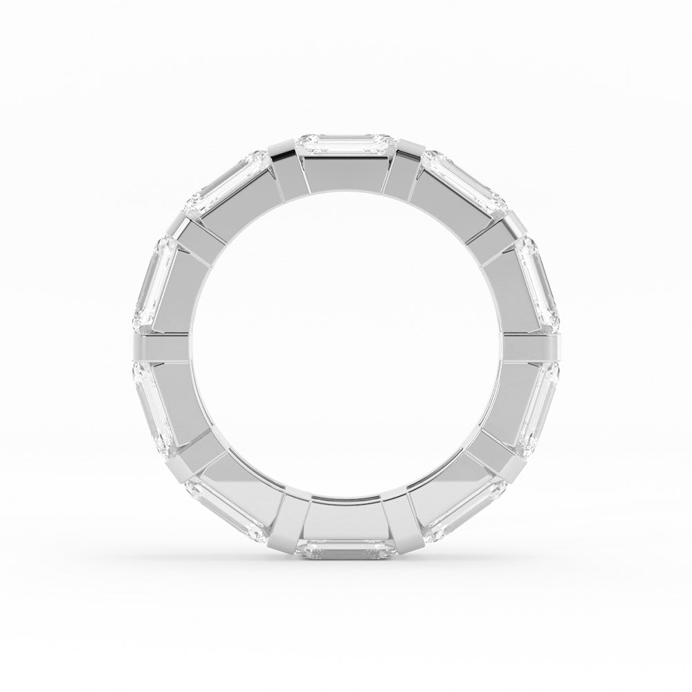 10K White Gold Lab Grown Emerald Cut Eternity 4mm Wedding Band