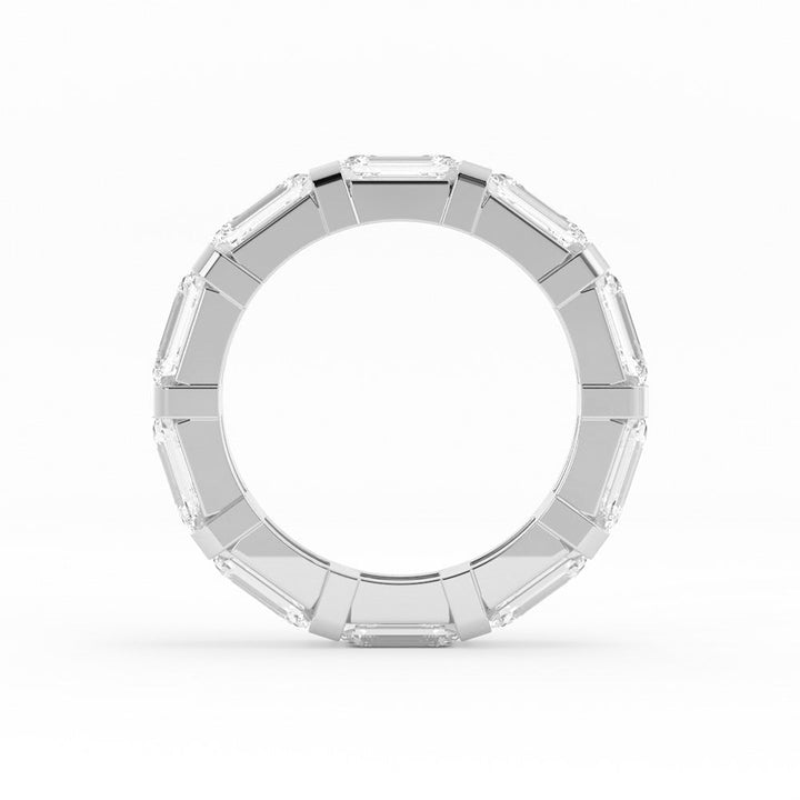 10K White Gold Lab Grown Emerald Cut Eternity 4mm Wedding Band