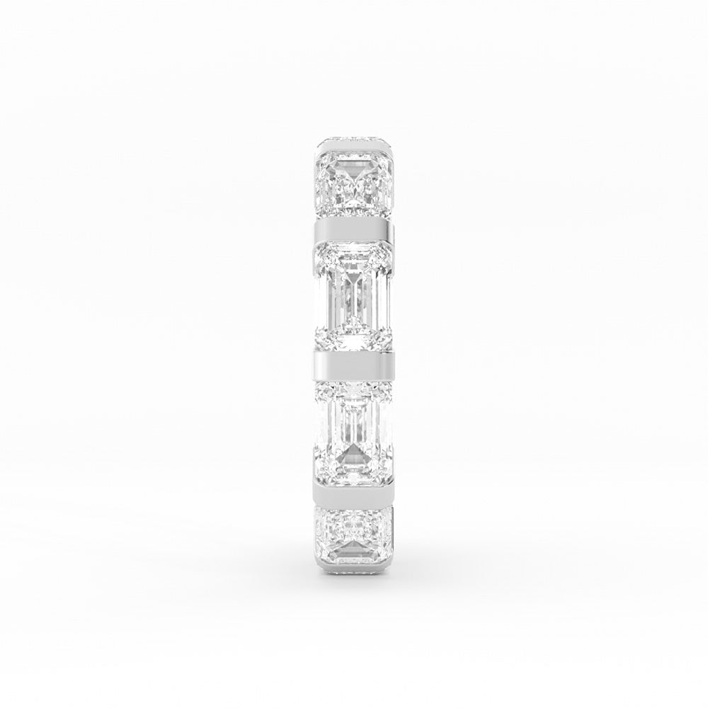 10K White Gold Lab Grown Emerald Cut Eternity 4mm Wedding Band