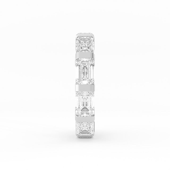 10K White Gold Lab Grown Emerald Cut Eternity 4mm Wedding Band