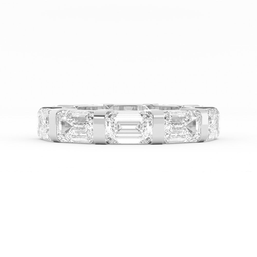 10K White Gold Lab Grown Emerald Cut Eternity 4mm Wedding Band