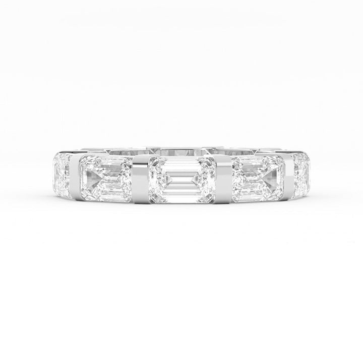 10K White Gold Lab Grown Emerald Cut Eternity 4mm Wedding Band