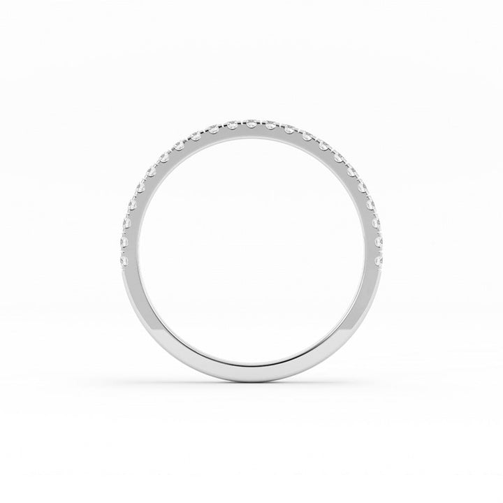 10K White Gold Round Pave Half Shank Lab Grown Diamond Wedding Band