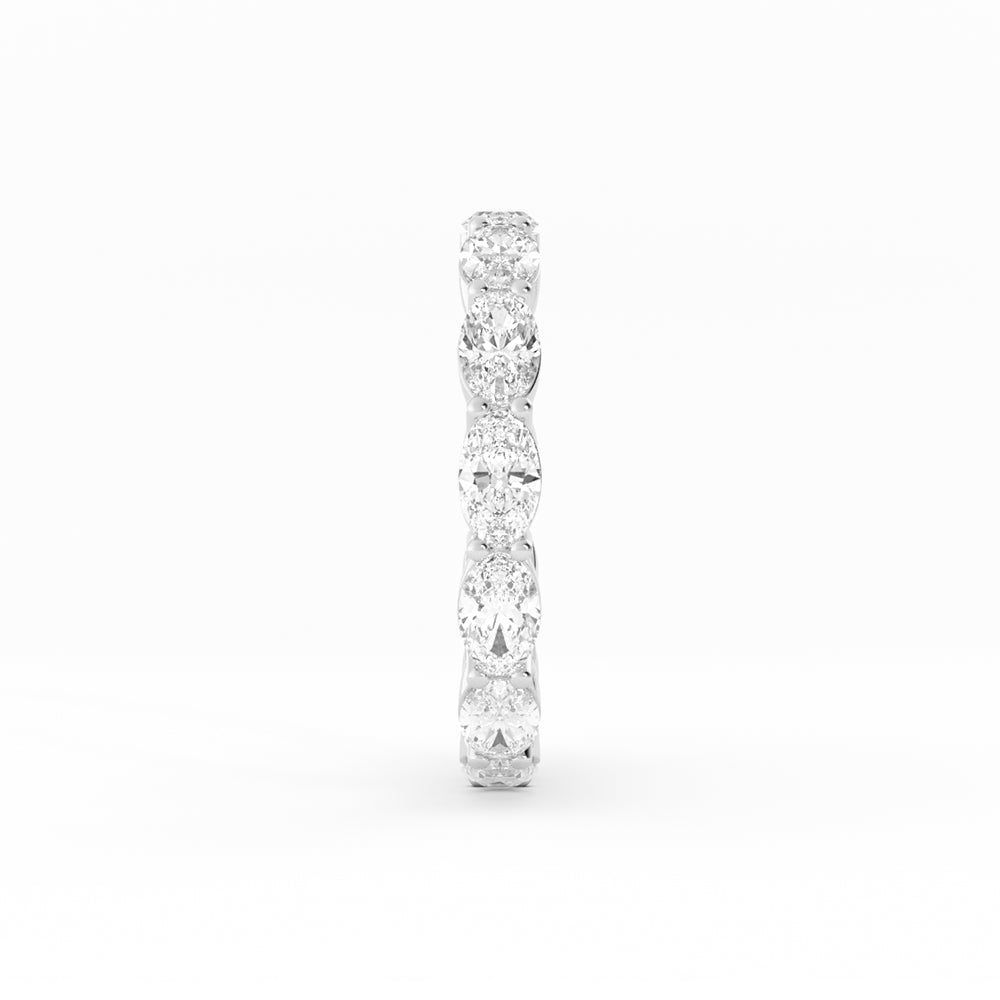 10K White Gold Lab Grown Diamond Oval Eternity 2.67mm Wedding Band