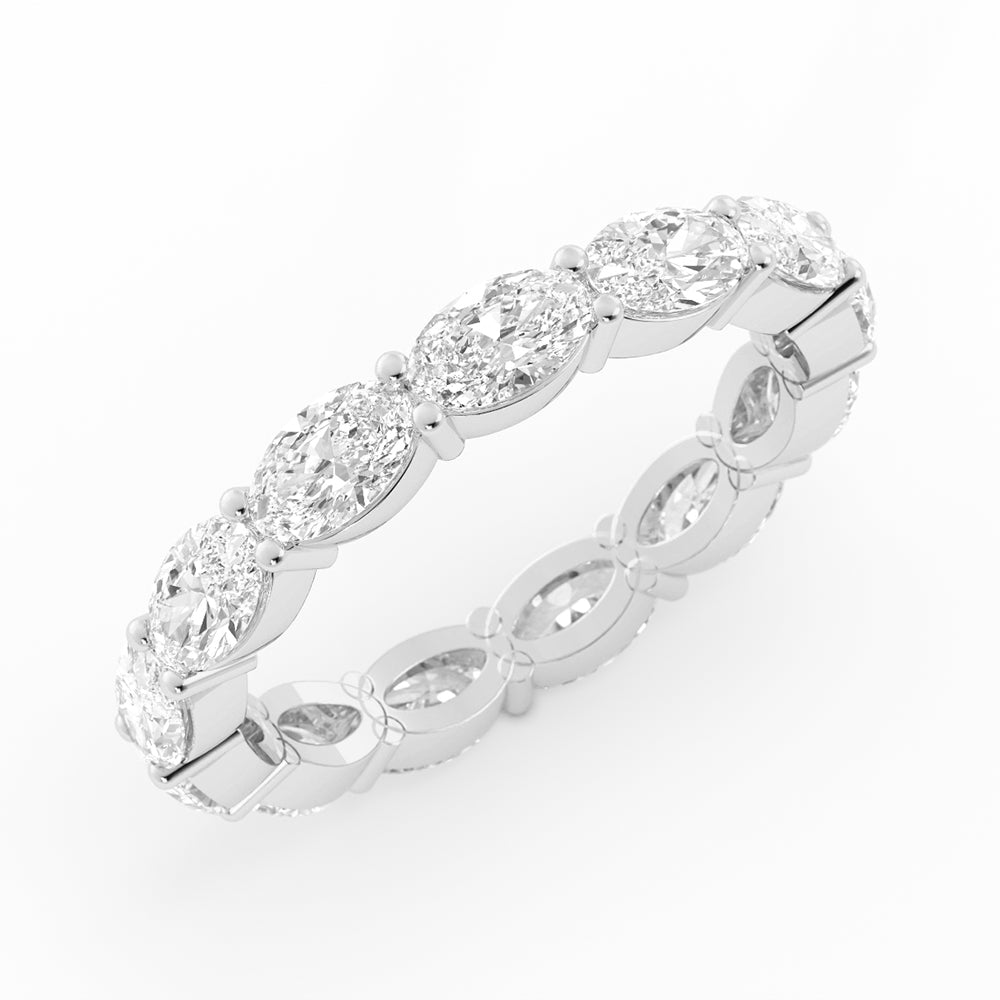 10K White Gold Lab Grown Diamond Oval Eternity 2.67mm Wedding Band