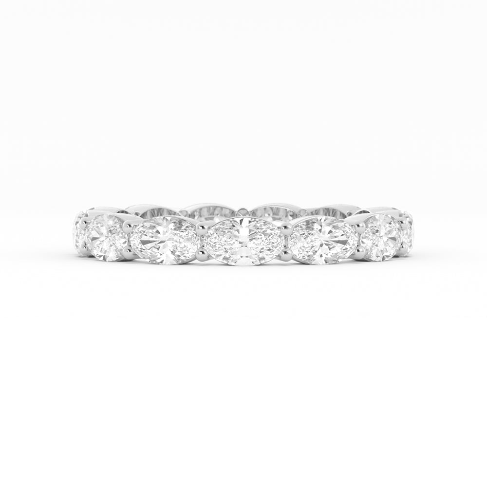 10K White Gold Lab Grown Diamond Oval Eternity 2.67mm Wedding Band