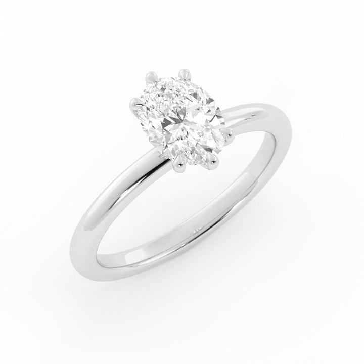 1.25ct Lab Grown Diamond Oval Solitaire 10K White Gold Engagement Ring