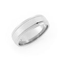10K White Gold Satin Milgrain Center with Slanted Edge 6mm Wedding Band