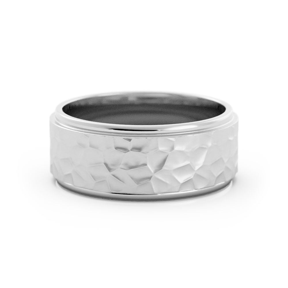 10K White Gold Satin Step-Down Edge 8mm Wedding Band