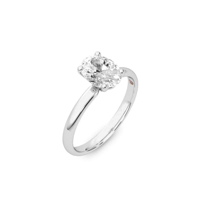 1.09ct Moissanite Oval Solitaire 10K White Gold Engagement Ring