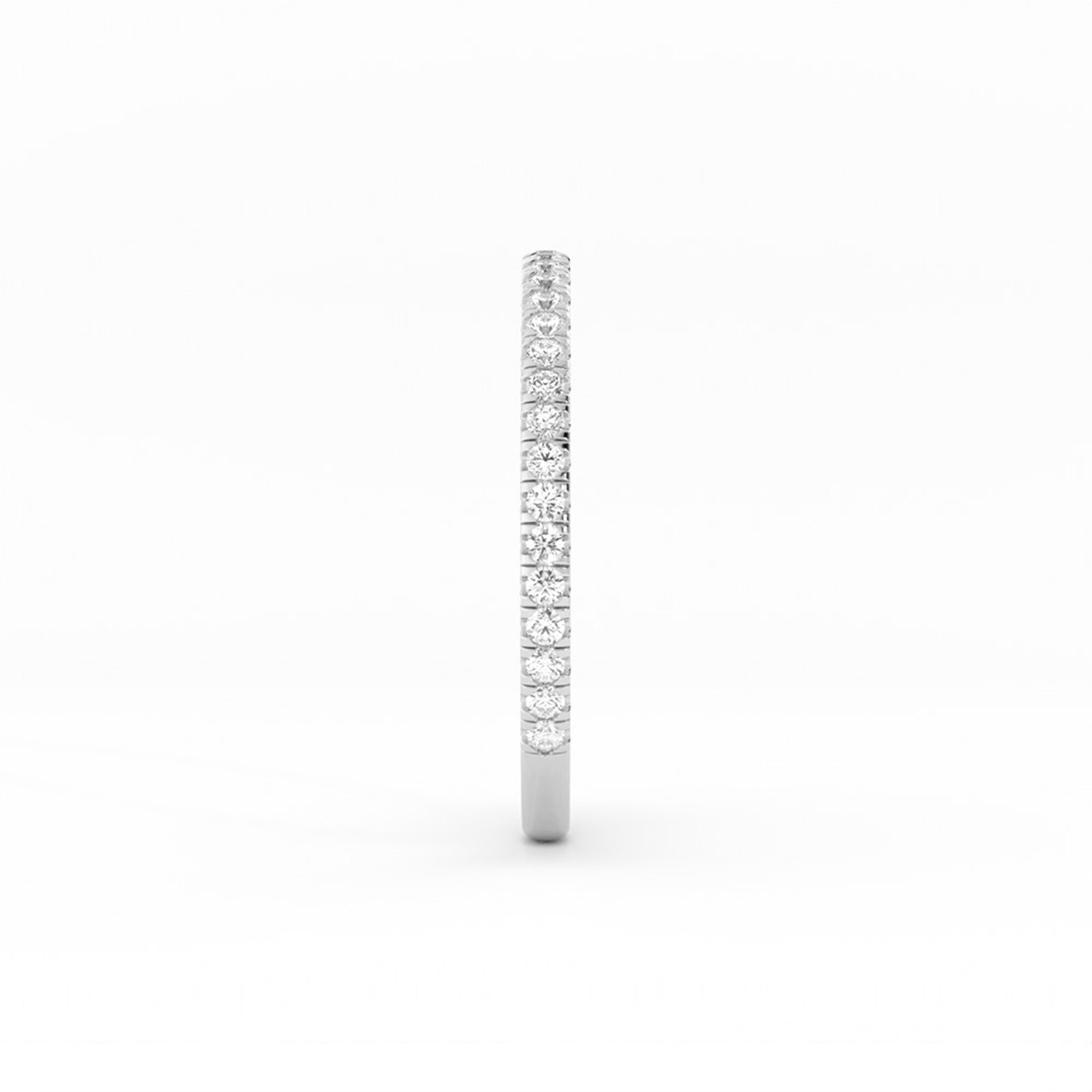 10K White Gold Round Three Quarter Pave Natural Diamond Wedding Band