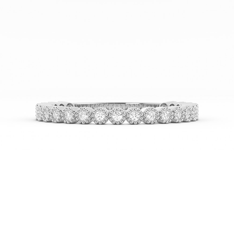 10K White Gold Round Three Quarter Milgrain Natural Diamond Wedding Band