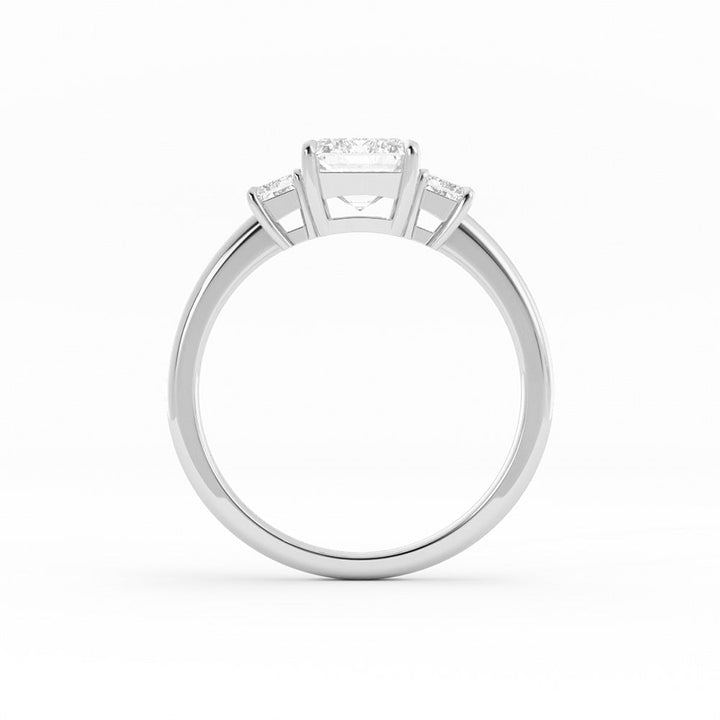 0.5ct Moissanite Emerald Cut Three Stone 10K White Gold Engagement Ring