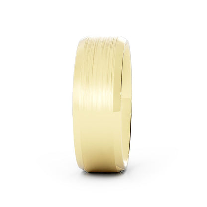 10K Yellow Gold Satin Flat Beveled Edge 7mm Wedding Band