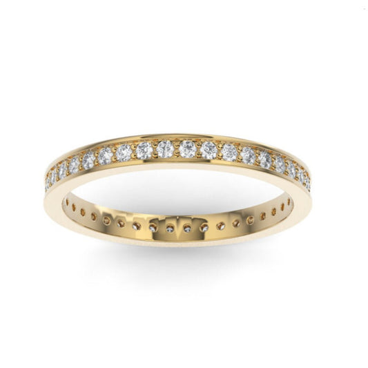10K Yellow Gold Round Eternity Lab Grown Diamond Wedding Band