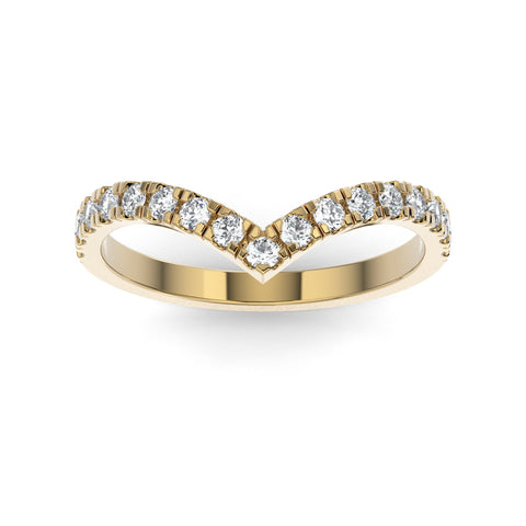 10K Yellow Gold Contour Half Shank Lab Grown Diamond Wedding Band